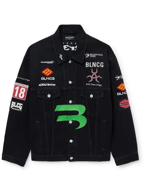 Jaqueta Balenciaga Trucker Jeans Estampada